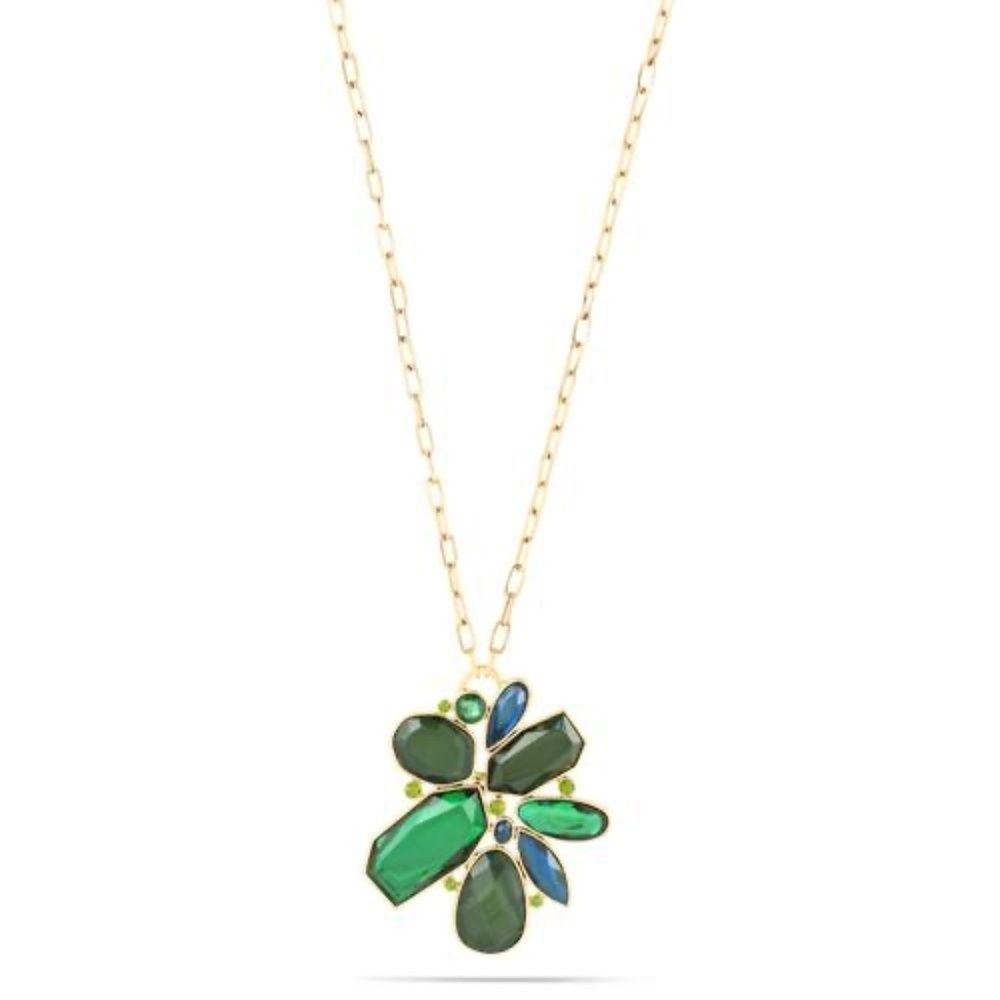 New!! Long Green Geometric Gem Necklace